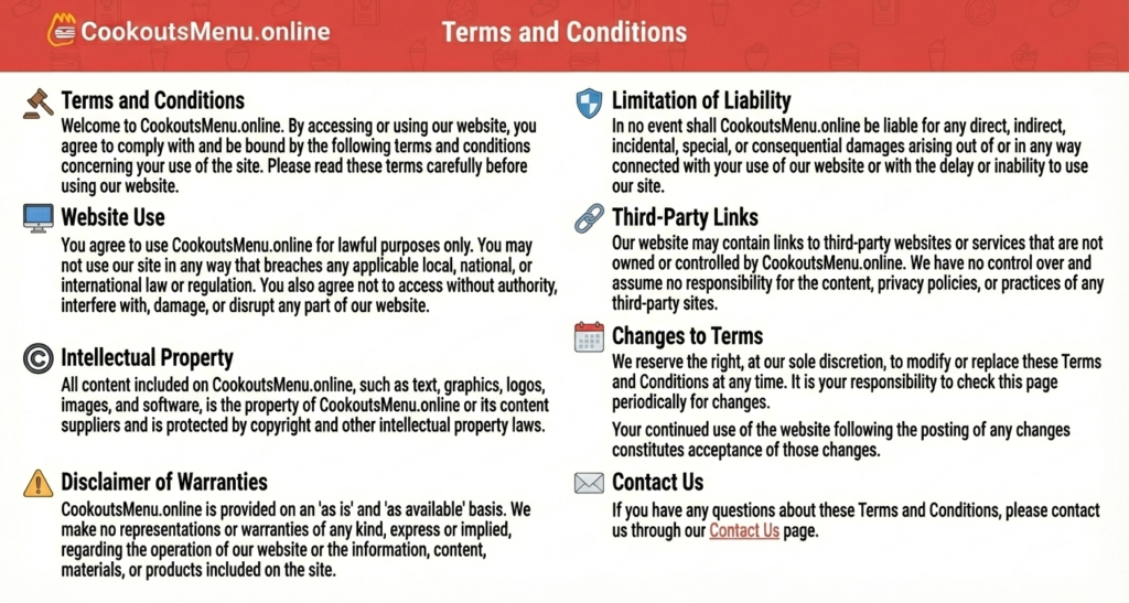 Cook Out - Terms and Conditions