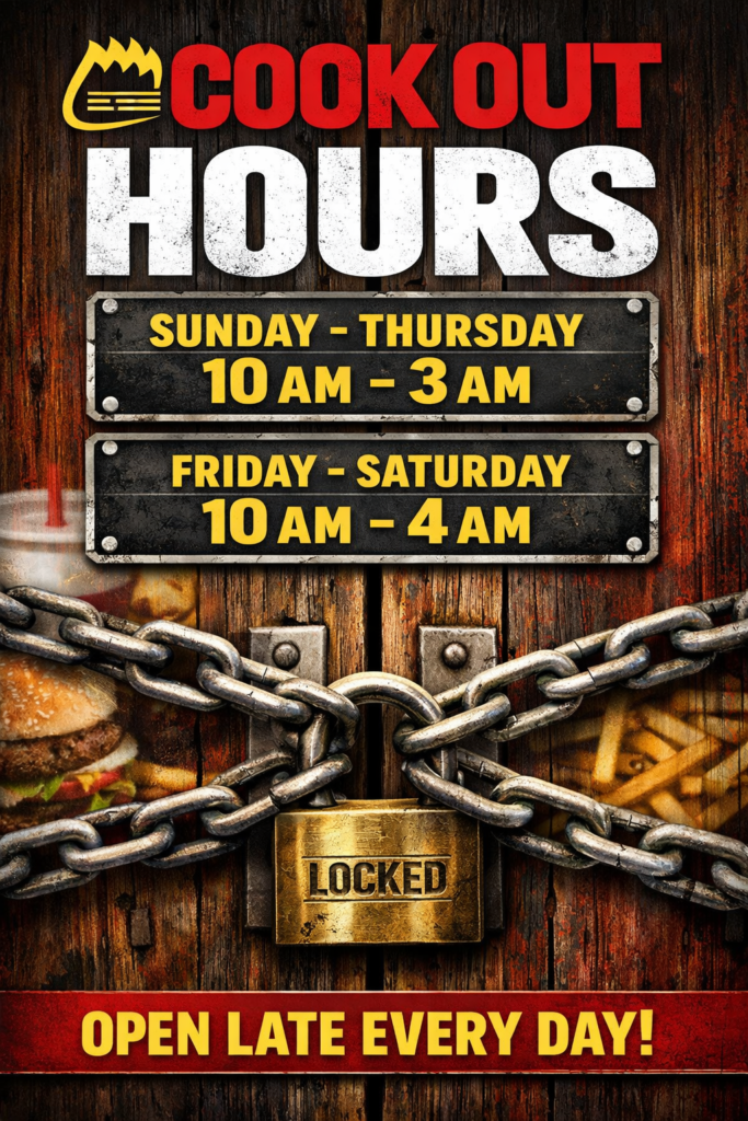 Cookout Menu Hours