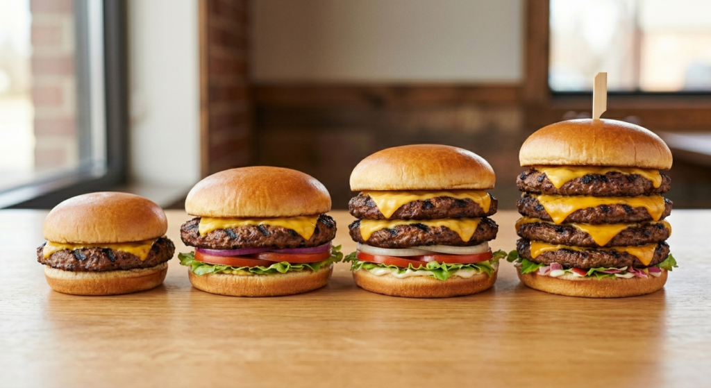 Cook Out small regular big double and huge burger size comparison