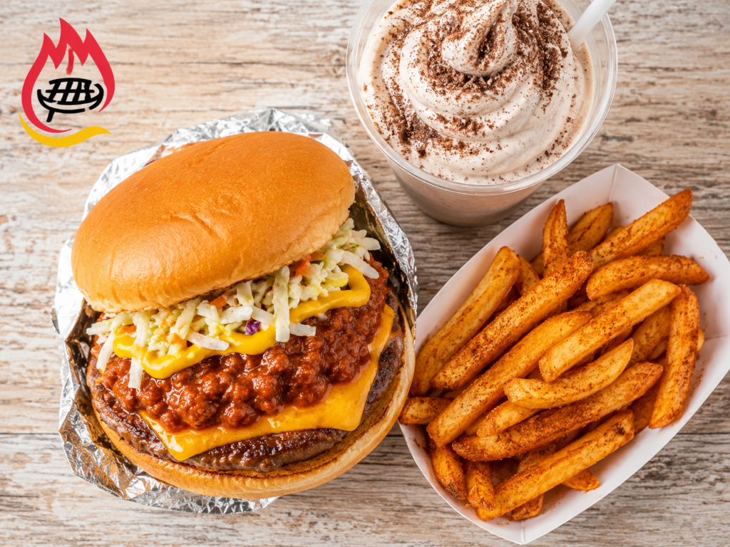 Cook Out burger with Cajun fries and milkshake, popular Memphis order