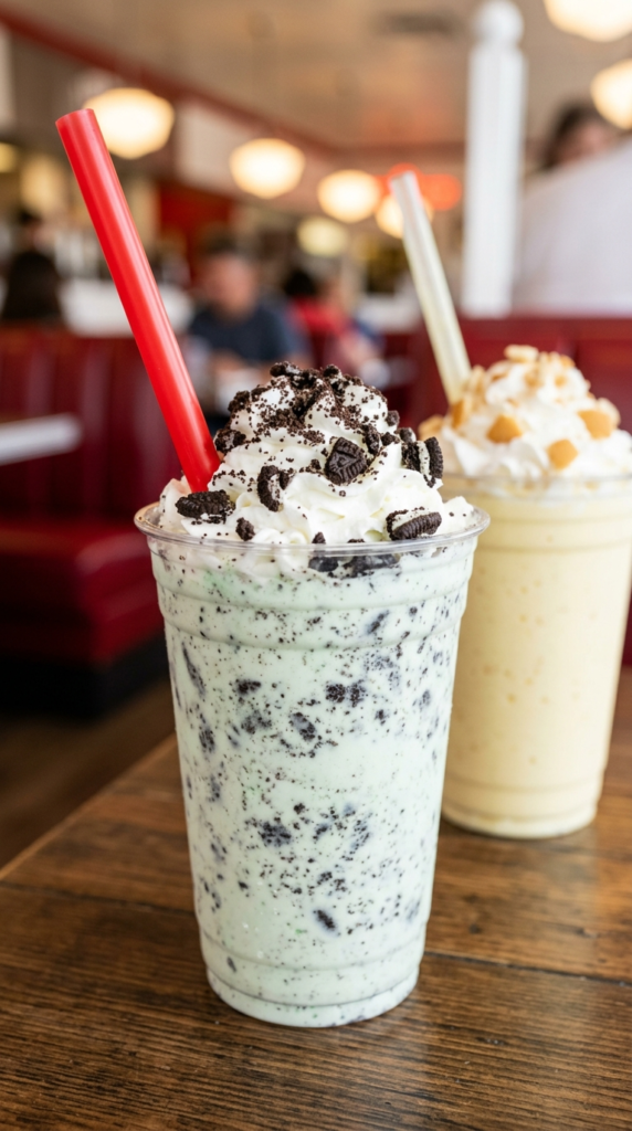 Cook Out Oreo Mint milkshake and Banana Pudding milkshake hand-spun at Cook Out Augusta Georgia