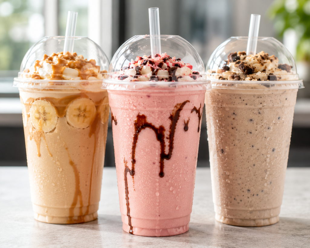 Three mixed milkshake flavor combinations from the Cook Out secret menu