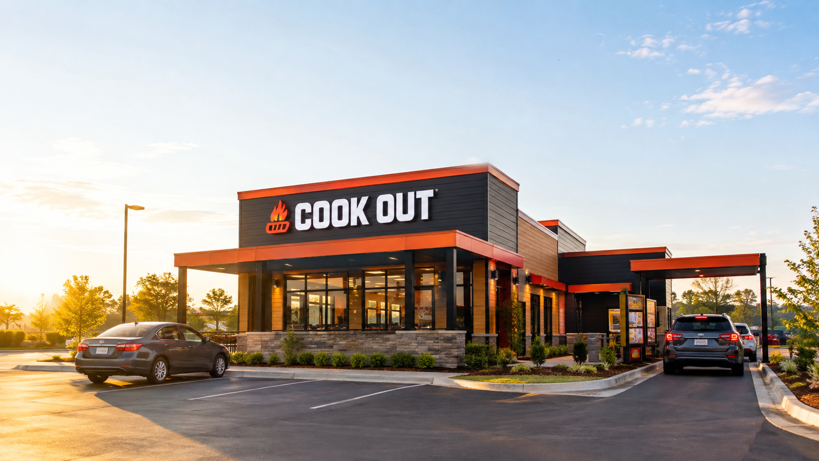 Cook Out restaurant opening in the morning around 10:30 AM